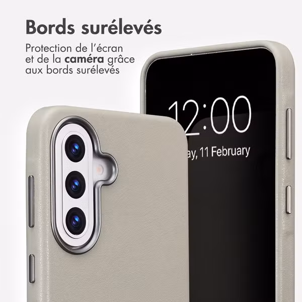 Accezz Coque arrière en cuir avec MagSafe Samsung Galaxy A57 (5G) - Light Grey