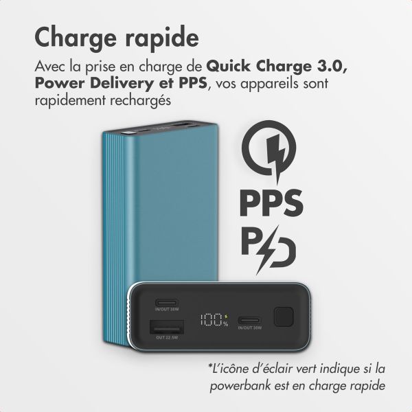 imoshion Ultra Series Aluminium Batterie externe 20.000 mAh - Charge rapide jusqu'à 33 watts - Petrol Green