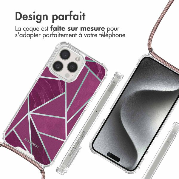 imoshion Coque Design avec cordon Apple iPhone 15 Pro Max - Bordeaux Graphic
