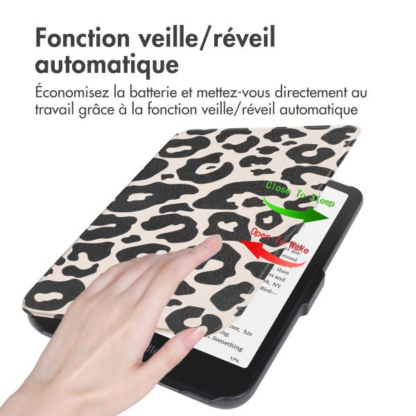 imoshion Design Slim Hard Case Sleepcover Amazon Kindle Paperwhite (2024) / Paperwhite Signature Edition (2024) / Colorsoft (2024) / Colorsoft Signature Edition (2024) - Leopard