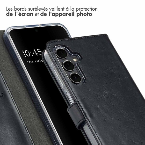 Selencia Étui portefeuille en cuir véritable Samsung Galaxy A16 - Noir