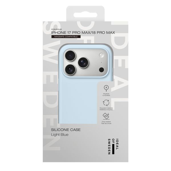 iDeal of Sweden Coque en silicone avec MagSafe Apple iPhone 18 Pro Max / 17 Pro Max - Light Blue