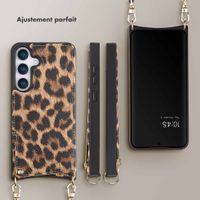 Selencia Coque de télephone Nova avec cordon et porte-cartes Samsung Galaxy S25 - Leopard