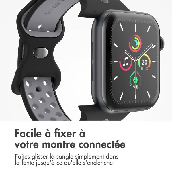 imoshion Bracelet Sport⁺ en silicone Apple Watch | 38/40/41/42 mm - Taille M/L - Black / Grey