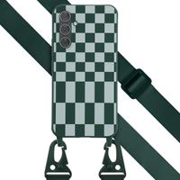 Selencia Coque design en silicone avec cordon amovible Samsung Galaxy A54 (5G) - Irregular Check Green