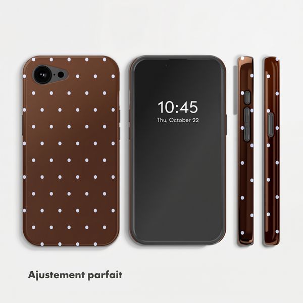 Selencia Coque arrière Vivid avec MagSafe Apple iPhone 17e / 16e - Happy Dots Chocolate
