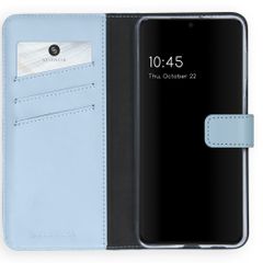 Selencia Étui portefeuille en cuir véritable Samsung Galaxy S21 Plus - Air Blue