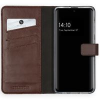 Selencia Étui portefeuille en cuir véritable Samsung Galaxy A51 - Marron