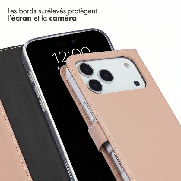 Selencia Étui portefeuille en cuir véritable Apple iPhone 18 Pro Max / 17 Pro Max - Dusty Pink