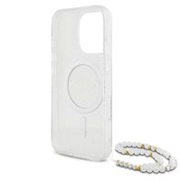 Guess MagSafe IML Glitter Case avec beads strap Apple iPhone 16 Pro Max - Transparent