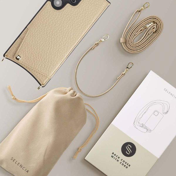 Selencia Coque de télephone Nova avec cordon et porte-cartes Samsung Galaxy S24 Ultra - Beige