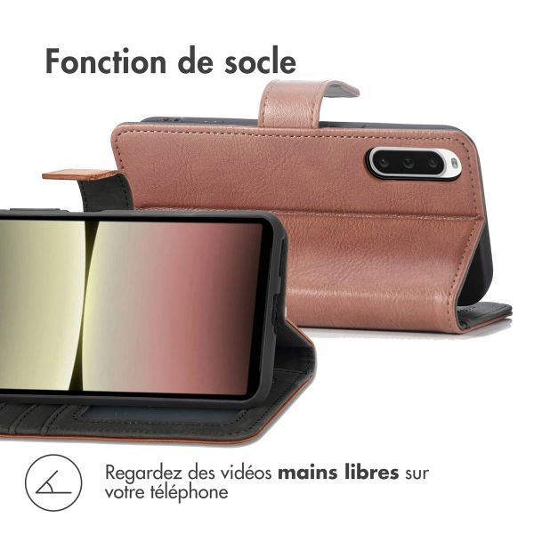 imoshion Étui de télephone portefeuille de luxe Sony Xperia 10 V - Marron