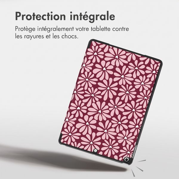 imoshion Coque tablette Design Trifold Apple iPad 9 (2021) 10.2 pouces / iPad 8 (2020) 10.2 pouces / iPad 7 (2019) 10.2 pouces - Bloom Love Blush
