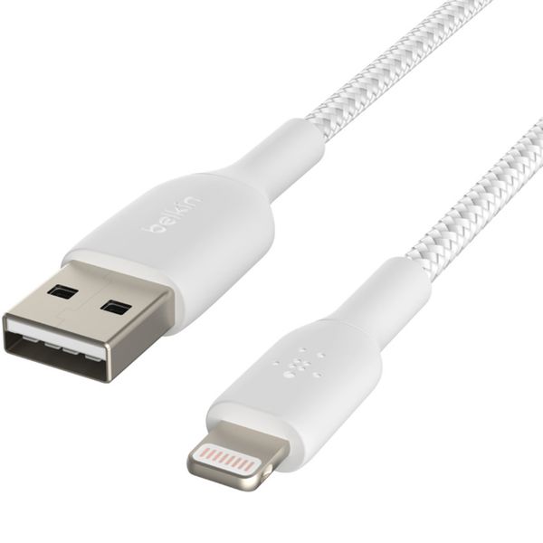 Belkin Câble Lightning vers USB-A tressé BoostCharge Pro - 3 mètres - Blanc