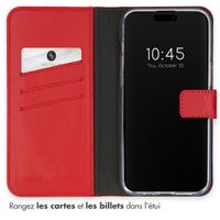Selencia Étui portefeuille en cuir véritable Apple iPhone 15 Pro Max - Rouge