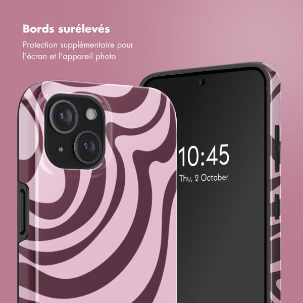 Selencia Coque arrière Vivid avec MagSafe Apple iPhone 15 - Wavy Swirl Pink Plum