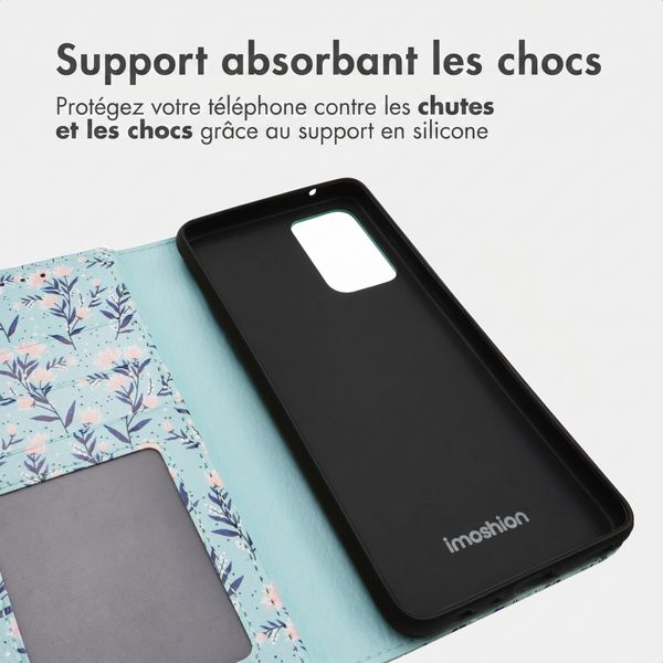 imoshion Étui de télephone portefeuille Design Samsung Galaxy A52(s) (5G/4G) - Blue Flowers