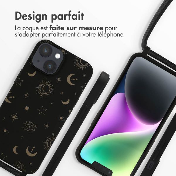 imoshion Coque design en silicone avec cordon Apple iPhone 14 - Sky Black