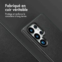 Accezz Coque arrière en cuir avec MagSafe Samsung Galaxy S25 Ultra - Onyx Black