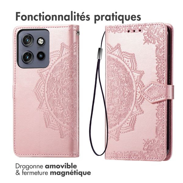 imoshion Etui de télephone Mandala Motorola Thinkphone 25 / Edge 50 Neo / Edge 60 Neo - Rose Doré