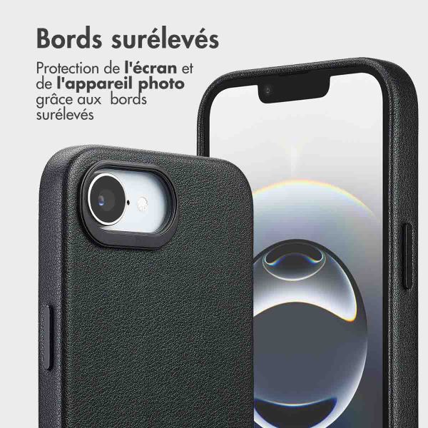 Accezz Étui de télephone portefeuille en cuir 2-en-1 avec MagSafe Apple iPhone 17e / 16e - Onyx Black