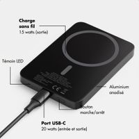 Selencia Powerbank Vivid 5 000 mAh - MagSafe et Qi - Black / Bonbon Stripe Matcha