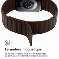 Accezz Bracelet en cuir véritable magnétique Apple Watch | 38/40/41/42 mm - Chocolate Brown