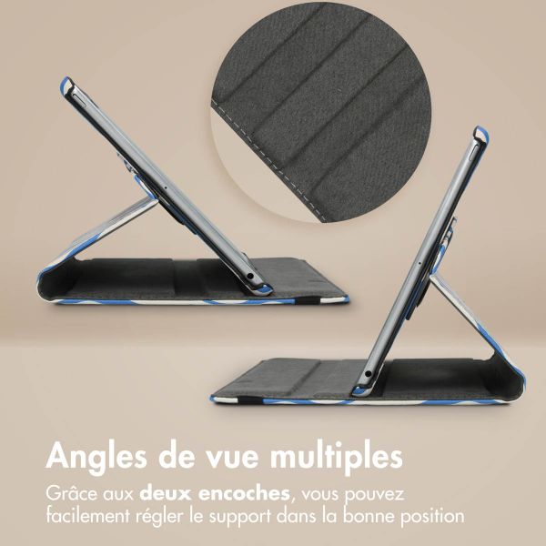 imoshion Coque tablette Design rotatif à 360° Samsung Galaxy Tab S10 Plus / Tab S9 FE Plus / Tab S9 Plus - White Blue Stripes