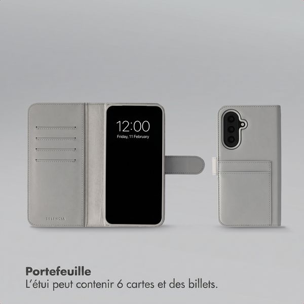 Selencia Étui portefeuille amovible Olyn avec MagSafe Samsung Galaxy A57 (5G) - Gris