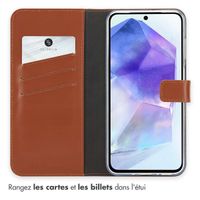 Selencia Étui portefeuille en cuir véritable Samsung Galaxy A26 - Marron clair