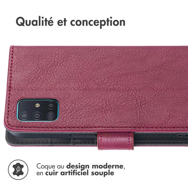 imoshion Étui de télephone portefeuille de luxe Samsung Galaxy A51 - Bordeaux