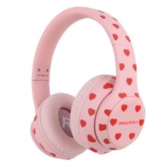 imoshion Casque sans fil pour enfants LED Light - Limiteur de décibels - Avec câble AUX - Cœurs