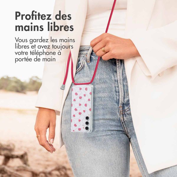 imoshion Coque Design avec cordon Samsung Galaxy S24 FE - Dusty Rose Connected Hearts