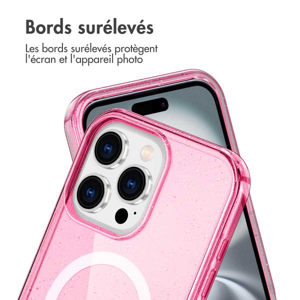 imoshion Coque Pailletée avec MagSafe Apple iPhone 16 Pro - Paillettes Rose