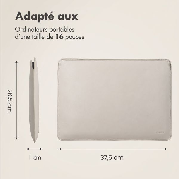 Accezz Pochette ordinateur cuir 16 pouces - Beige