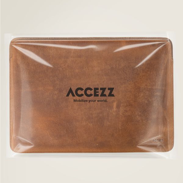 Accezz Leather Pochette ordinateur Apple MacBook 16 pouces - Cognac