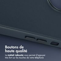 Accezz Coque arrière en cuir avec MagSafe Apple iPhone 13 - Nightfall Blue