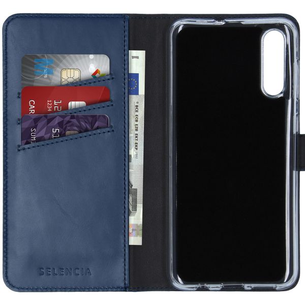 Selencia Étui portefeuille en cuir véritable Samsung Galaxy A50 / A30s - Bleu