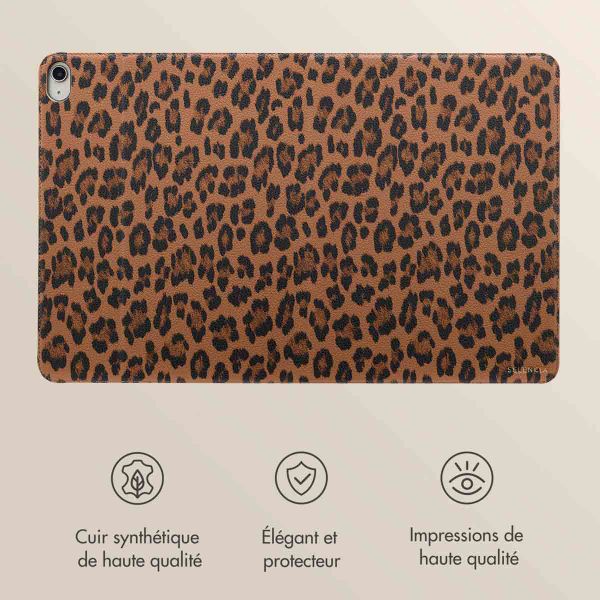 Selencia Coque tablette Sabi avec imprimé léopard Apple iPad Air 11 pouces (2026) M4 / (2025) M3 / (2024) M2 / Air 5 (2022) / Air 4 (2020) - Mocha Brown