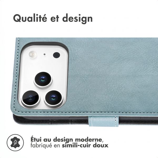 imoshion Étui de télephone portefeuille de luxe Apple iPhone 18 Pro / 17 Pro - Bleu clair