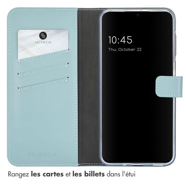 Selencia Étui portefeuille en cuir véritable Samsung Galaxy A16 - Air Blue