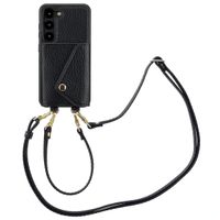 Selencia Coque de télephone Sera avec cordon et porte-cartes enveloppe Samsung Galaxy S23 - Noir