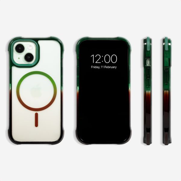 Selencia Coque arrière MagSafe Gradient Apple iPhone 15 - Vert / Brun