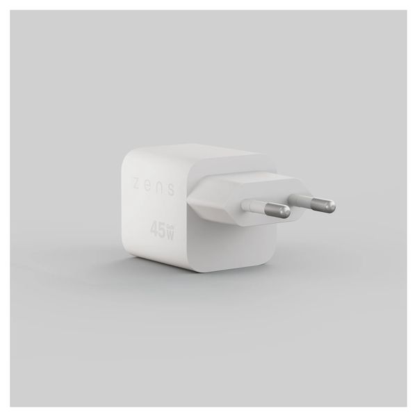 Zens Chargeur compact 2x USB-C 45W - Adaptateur secteur - Blanc