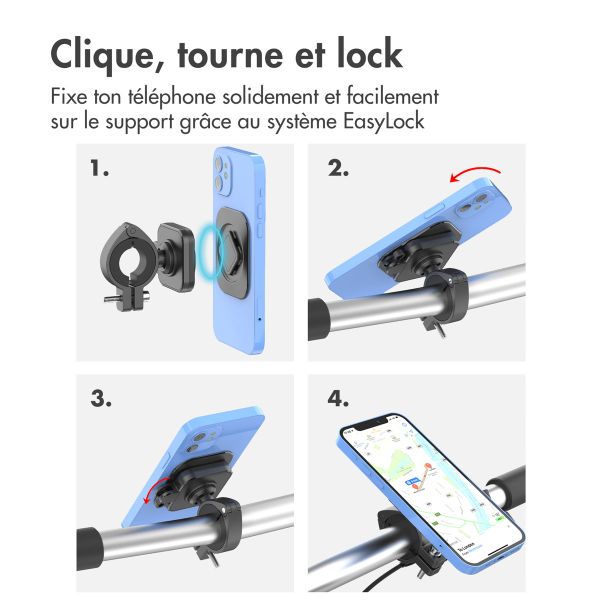 Accezz Support de téléphone EasyLock pour vélo avec coque Apple iPhone 15 Pro - Rotation à 360° - Noir