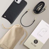 Selencia Coque de télephone Nova avec cordon et porte-cartes Apple iPhone 12 (Pro) - Noir
