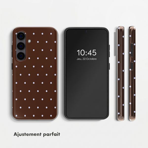Selencia Coque arrière Vivid avec MagSafe Samsung Galaxy S24 - Happy Dots Chocolate