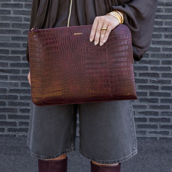 Selencia Pochette ordinateur Croco 15-16 pouces - Burgundy