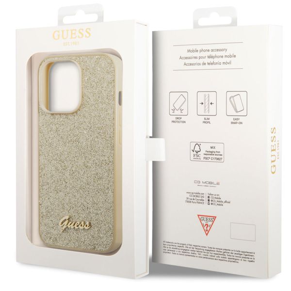 Guess Coque Glitter Flakes Apple iPhone 14 Pro - Doré