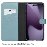 Selencia Étui portefeuille en cuir véritable Apple iPhone 17 Pro Max - Air Blue